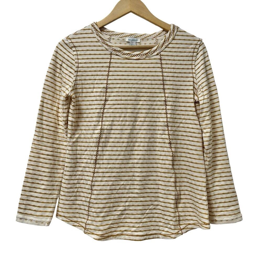 Sundance Womens Embroidered Knit Long Sleeve Top Size S Striped‎ Southwest Boho